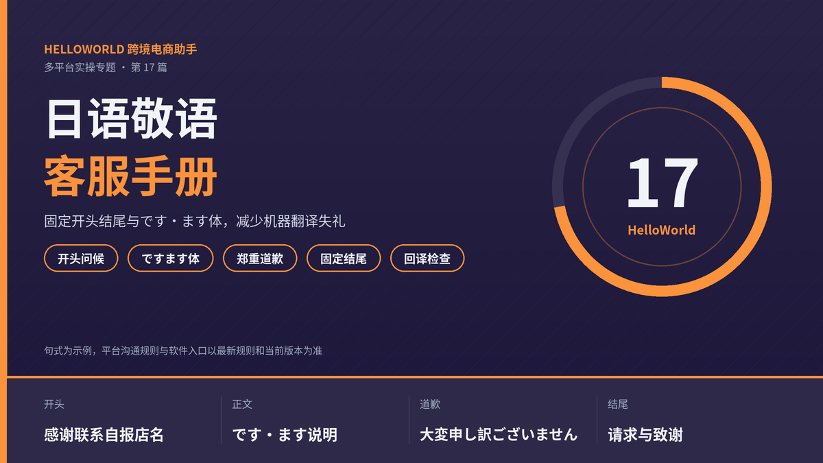 HelloWorld跨境电商助手日语客服敬语调整手册封面图