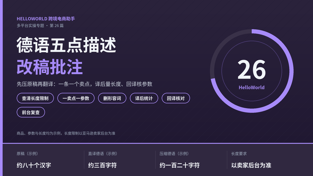 HelloWorld跨境电商助手德语五点描述改稿批注封面图