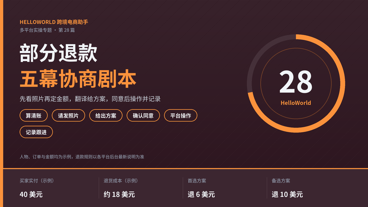 HelloWorld跨境电商助手部分退款五幕协商剧本封面图