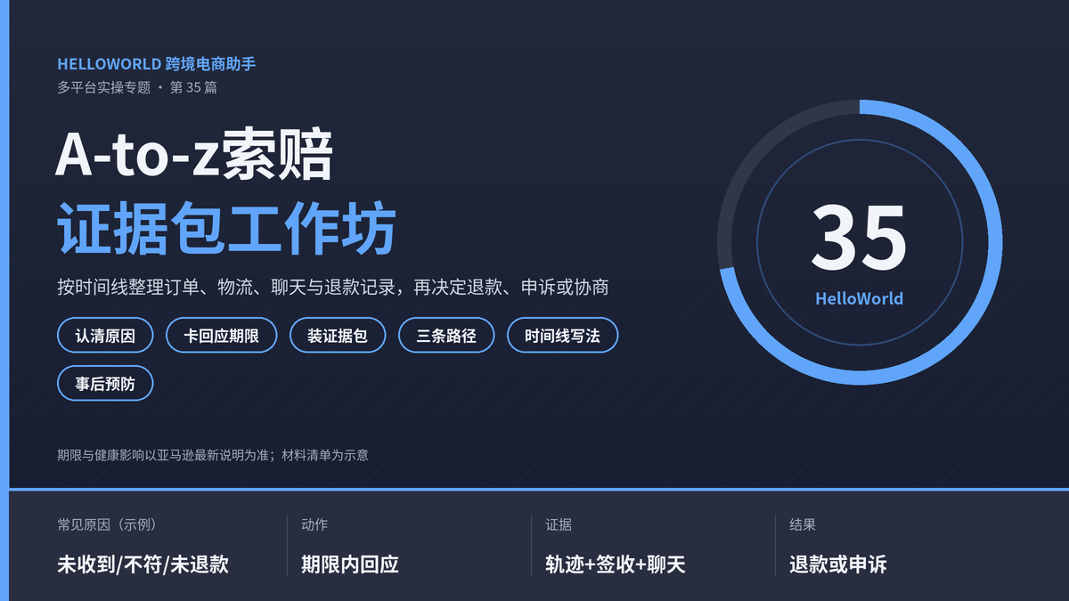 HelloWorld跨境电商助手A-to-z索赔证据包工作坊封面图