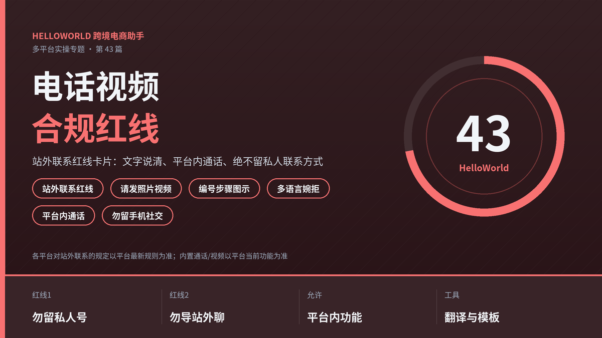 HelloWorld跨境电商助手买家要电话视频沟通合规红线封面图