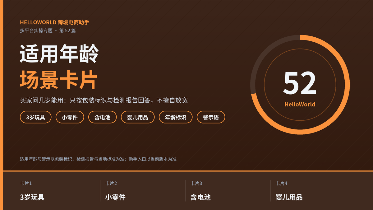 HelloWorld跨境电商助手儿童适用年龄场景卡片封面图