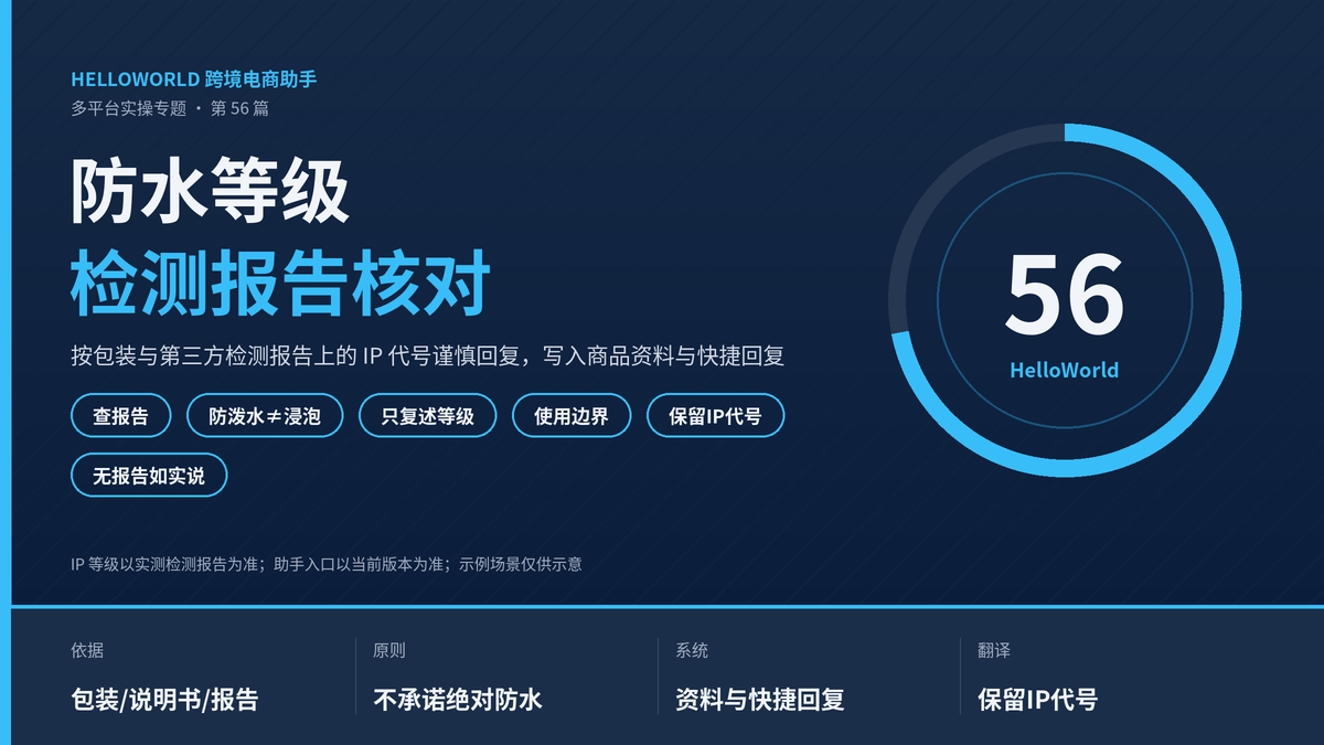 HelloWorld跨境电商助手防水等级检测报告核对清单封面图