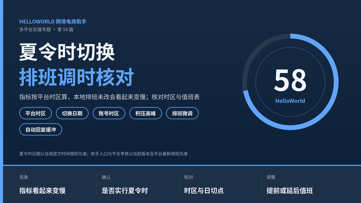 HelloWorld跨境电商助手夏令时排班调时核对封面图