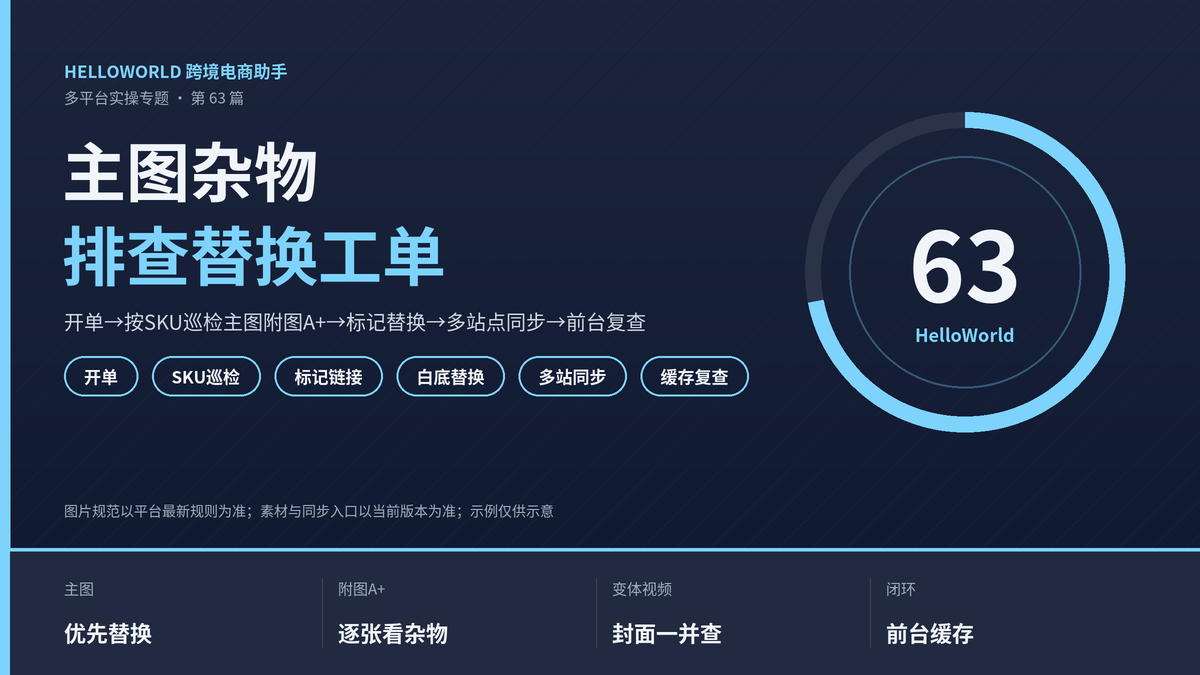 HelloWorld跨境电商助手主图杂物排查替换工单封面图