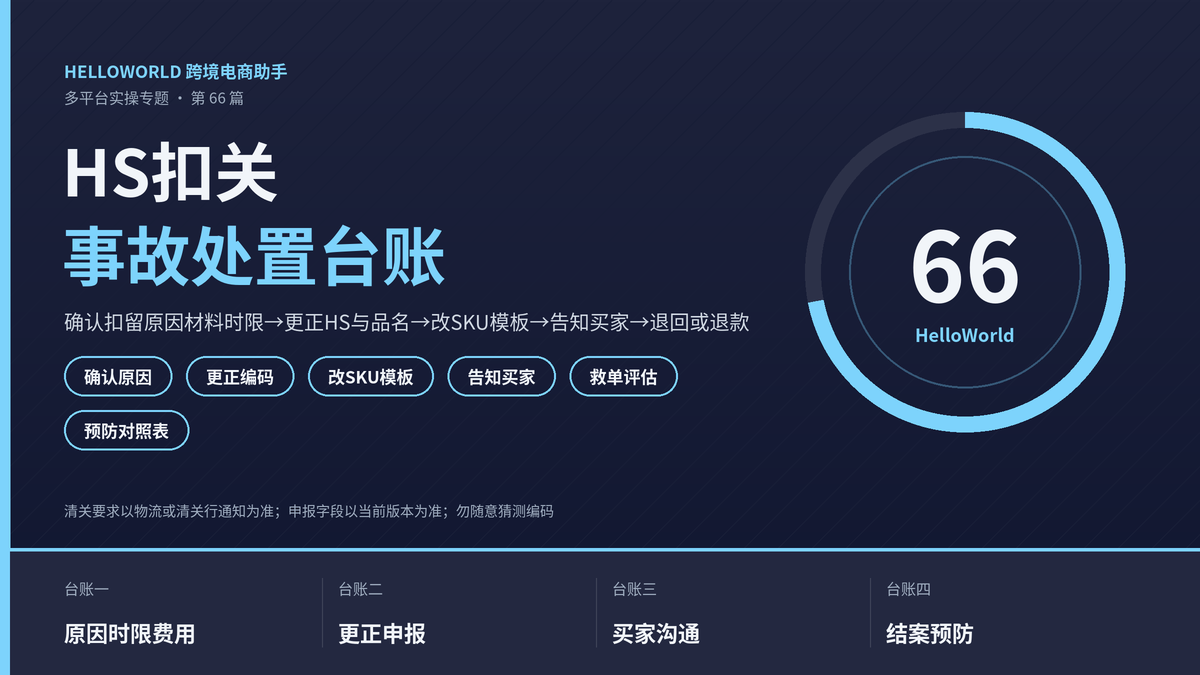 HelloWorld跨境电商助手HS扣关事故处置台账封面图