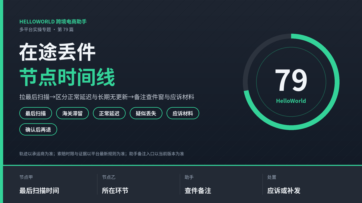 HelloWorld跨境电商助手在途丢件物流节点时间线封面图