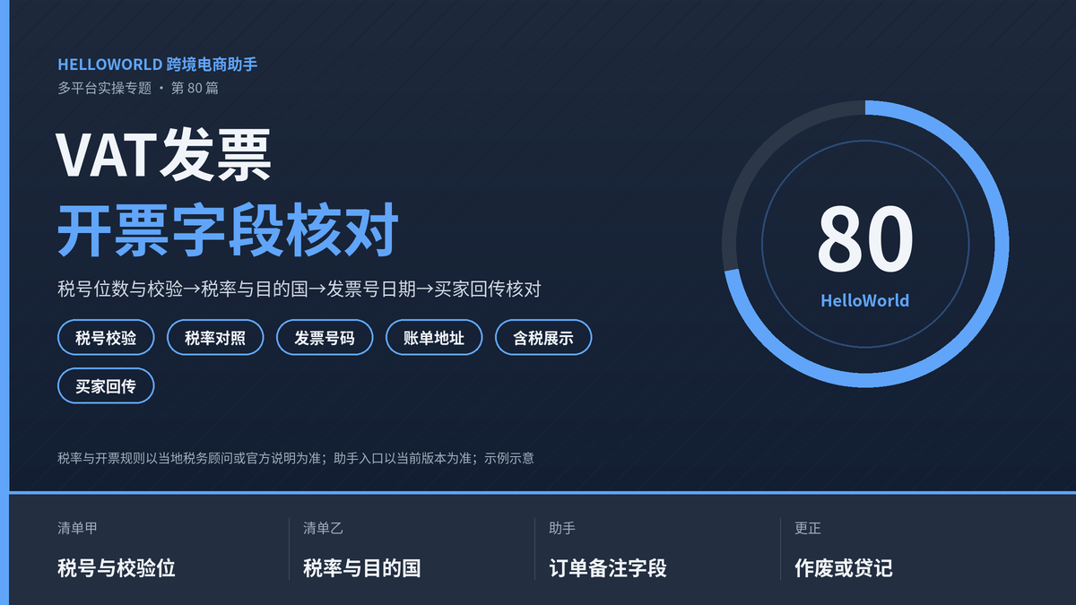 HelloWorld跨境电商助手VAT开票字段核对封面图