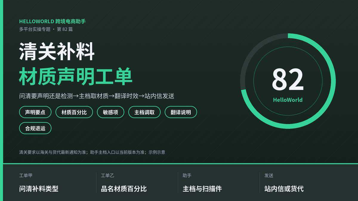 HelloWorld跨境电商助手清关补料材质声明工单封面图